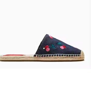 KATE SPADE NEW Rosie 2 Flat Mules Slides Shoes 9B NEW Denim Cherries